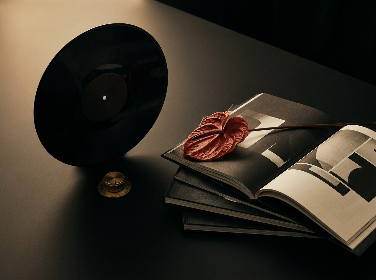 Still life editorial de elementos de estudio musical